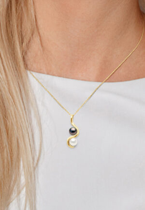 Alternative view of YOU AND ME hanger Tahitian gekweekte parels en Zoetwater 89mm Ronde Yellow Gold