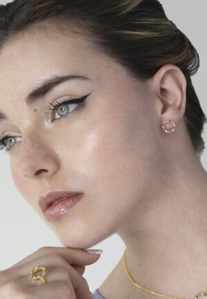 Alternative view of Luxent Sterling Zilver 925 Oorbellen met Veelkleurige Zirkonia's in 18K Geel Goud - Thilak
