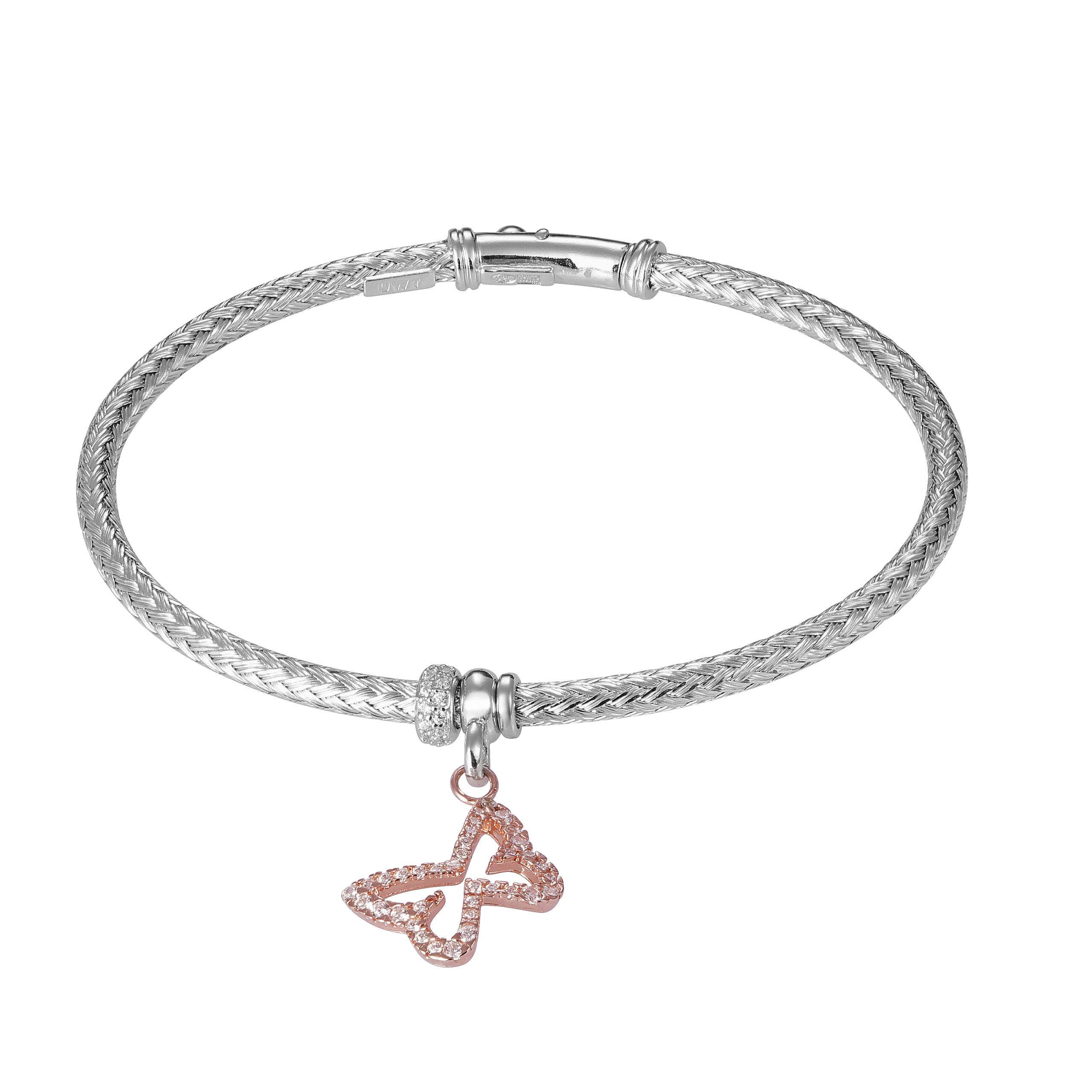 Orphelia Dames 925 Sterling Zilveren Armband - Zilver/Roze ZA-7397