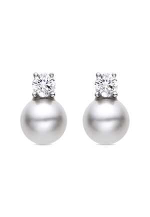 Luxenter 925 Sterling zilveren oorbellen met witte gerhodineerde parel - Sikon