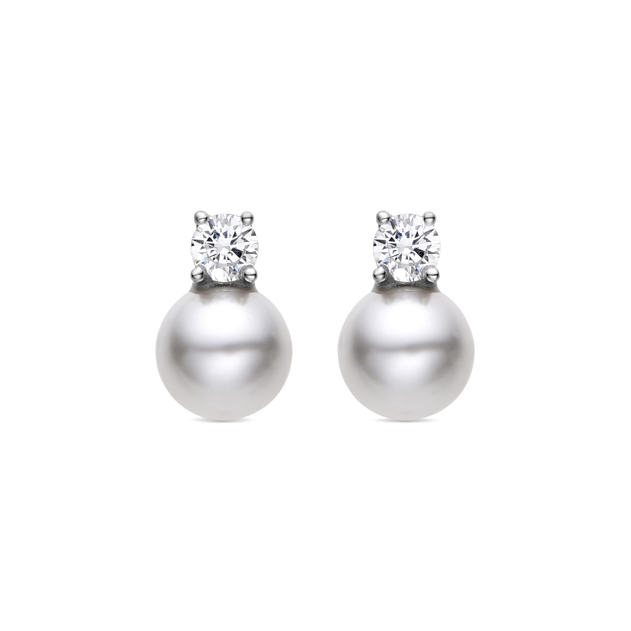 Luxenter 925 Sterling zilveren oorbellen met witte gerhodineerde parel - Sikon