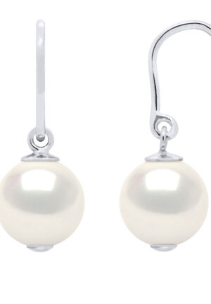 Oorbellen Hooks zoetwaterparels Rond 8-9 mm White 925