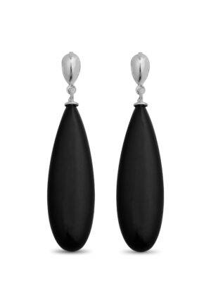 Luxenter oorbellen, 925 sterling zilver, adak en onyx, gerhodineerd afgewerkt