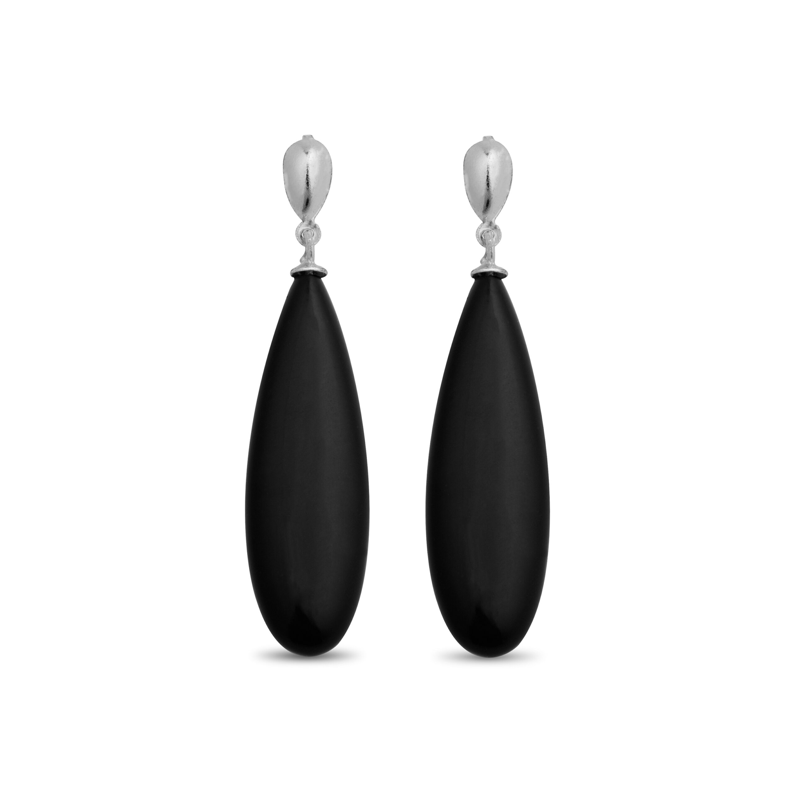 Luxenter oorbellen, 925 sterling zilver, adak en onyx, gerhodineerd afgewerkt