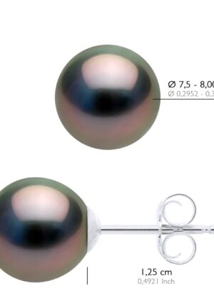Alternative view of Oorbellen Wit Goud 375 - Echte Gecultiveerde Tahiti Parel Semi Rond 7,5-8 mm