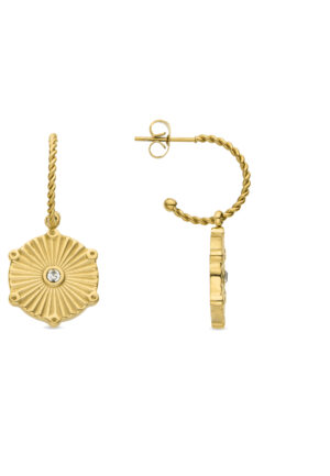 Luxenter oorbellen met briljant zirkonia in 18K geel goud - Rira