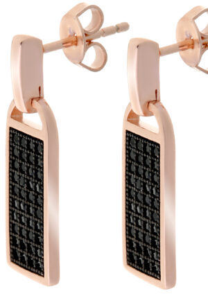 Alternative view of Orphelia Dames 925 Sterling Zilveren Dangle Oorbellen - Zwart/Rosé ZO-6045