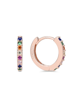 Luxent Sterling Zilver 925 Oorbellen met Veelkleurige Zirkonia in 18K Roségoud - Valarys