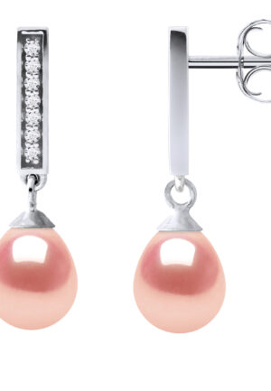 Oorbellen Dangle zoetwater parels 6-7mm Pears Roses Jewelry 925