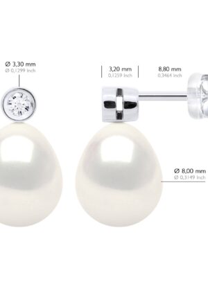 Alternative view of Oorbellen Prestige - Diamanten 0,02 Ct - Kwaliteit HSI - Wit Goud - Echte Cultiveerde Zoetwaterparels Parel 8-9 mm