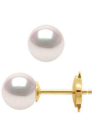 Oorbellen Akoya Pearl Ronde 7-8 mm Wit Goud 18 Karaat