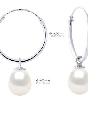 Alternative view of Oorbellen van Zilver 925 Rhodium verguld met Echte Zoetwaterparels Pear 8-9 mm