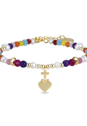 Luxenter 925 Sterling Zilveren Armband met Veelkleurig Kristal in 18K Geel Goud - Nymox