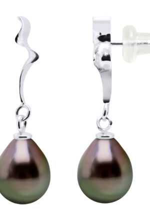 Oorbellen Tahitian Pearls Pears 9-10 mm Wit Goud 18 Karaat