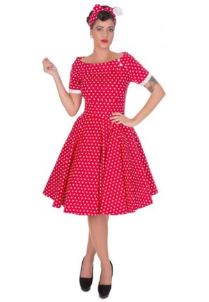 Darlene Collar Dress Red/White Polka-48 (NL)/ 22 (UK)