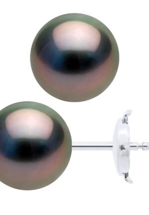 Oorbellen - Witte Goud 375 - Echte Gecultiveerde Tahiti Parel Ronde 9-10 mm