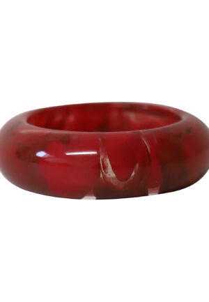 Lanvin Marmer Resign Bangle Armband in Rood en Zwart Plastic