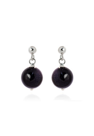 Luxenter oorbellen, 925 sterling zilver en blauwe aventurijn, gerhodineerd coleki