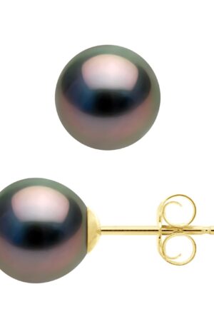 Oorbellen Geel Goud 375 - Echte Gecultiveerde Tahiti Parels Semi Rond 7,5-8 mm