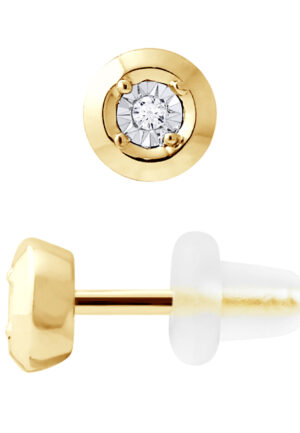 Diamanten oorknopjes 0,020 0,50 Cts Cts Illusion Yellow Gold