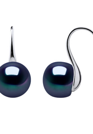 Oorbellen Hooks zoetwaterparels 9-10 mm Buttons Black 925