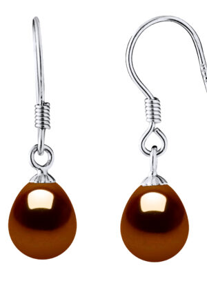 Oorbellen Hooks Zoetwater Parels 7-8mm Chocolate Pears 925