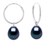 Oorbellen van zilver 925, rhodium geplateerd met echte zoetwaterparels van 8-9 mm