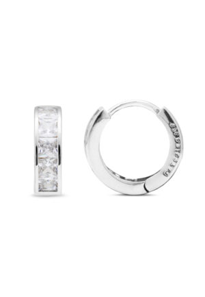Luxenter oorbellen, essentieel in 925 sterling zilver en gerhodineerd, fonkelende cubic zirkonia