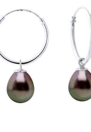 Oorbellen van Zilver 925 Rhodium vermeerd en Echte Gekweekte Tahiti-Parels Parel 8-9 mm