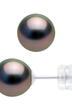 Oorbellen - Wit Goud 375 - Echte Gecultiveerde Tahiti Parel Ronde 8-9 mm