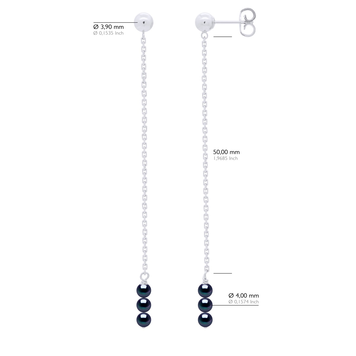 Oorbellen Trio - 3 Echte GeCultiveerde Zoetwaterparels Rond 4-5 mm - Afbeelding 2