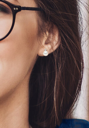 Alternative view of Oorbellen Prestige - Diamanten 0,04 Ct - Kwaliteit HSI - Wit Goud 375 en Echte Zoetwaterparels Rond 8-9 mm