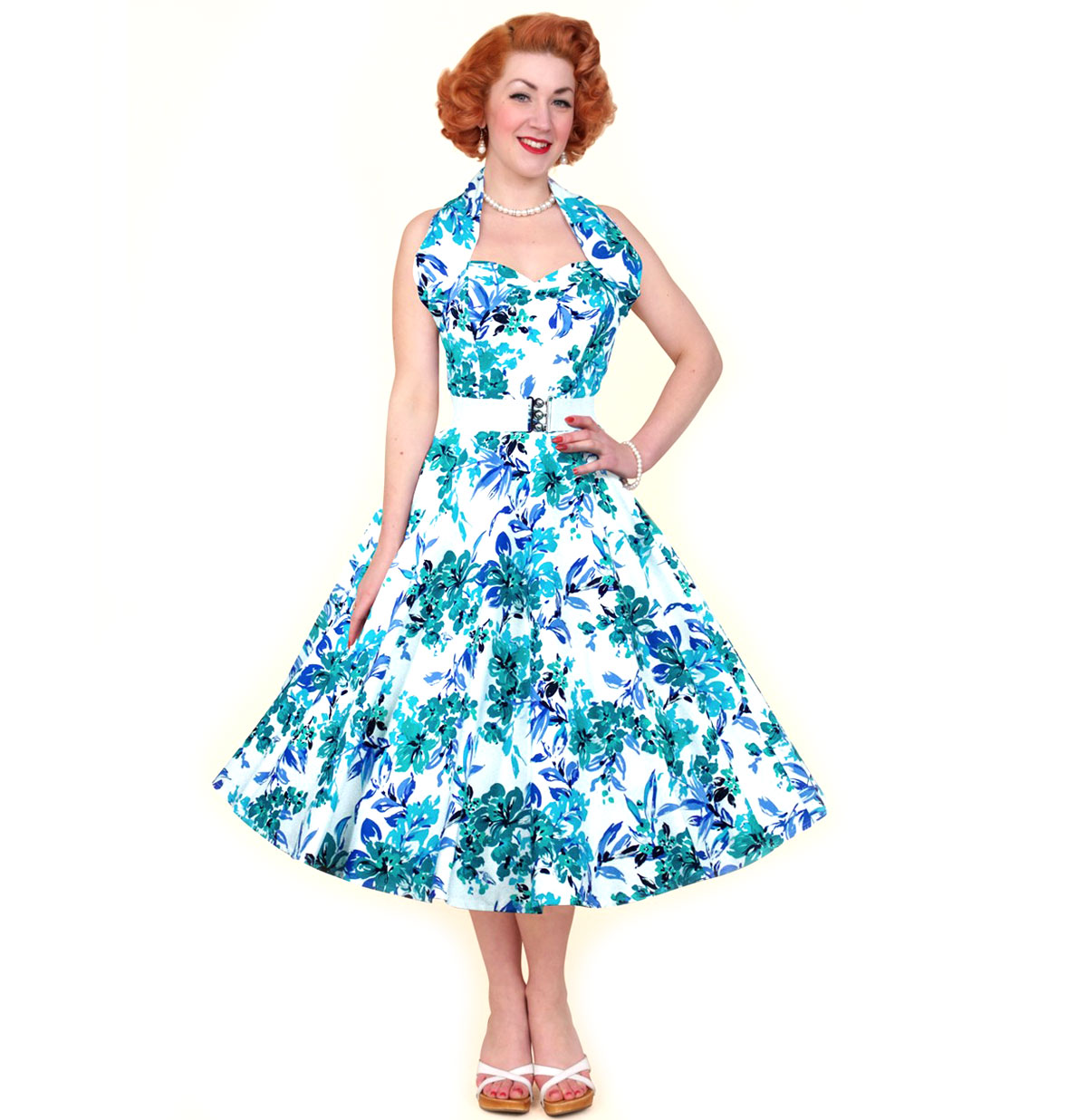 Blue Orchid Floral Dress White-40 (NL)/ 14 (UK)