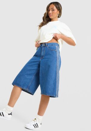 adidas Originals 3-stripes Denim Jorts - Blauw- Dames, Blauw