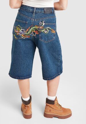Ed Hardy Crawling Dragon Jorts - Blauw- Dames, Blauw