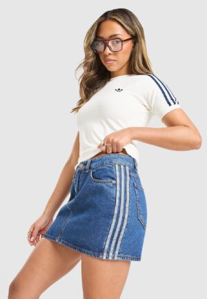 adidas Originals 3-Stripes Denim Skirt - Blauw- Dames, Blauw