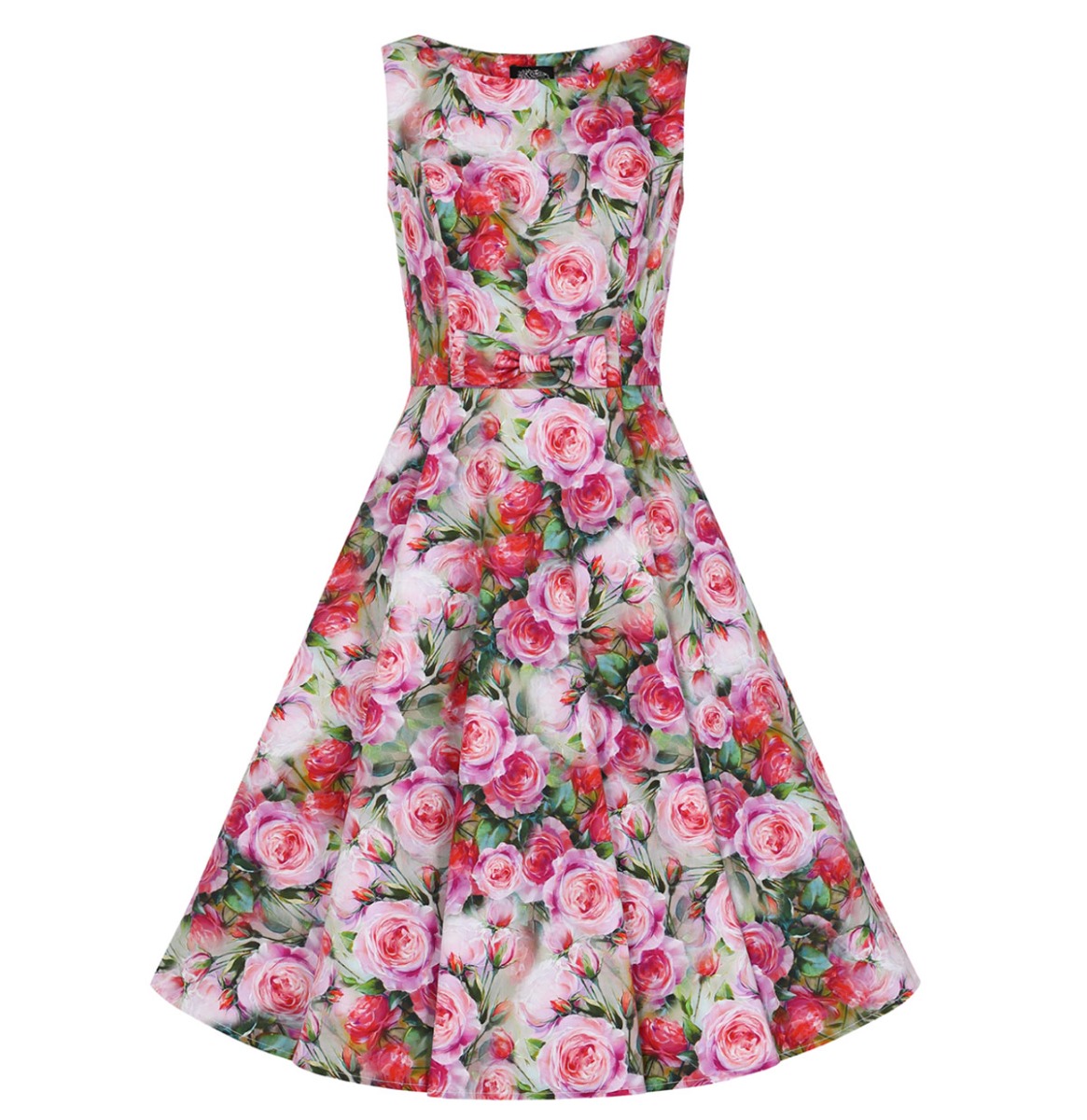 Hearts & Roses Lola Floral Swing Dress Green Pink-XXL