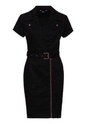 Queen Kerosin Pencil Dress Biker Black-XS