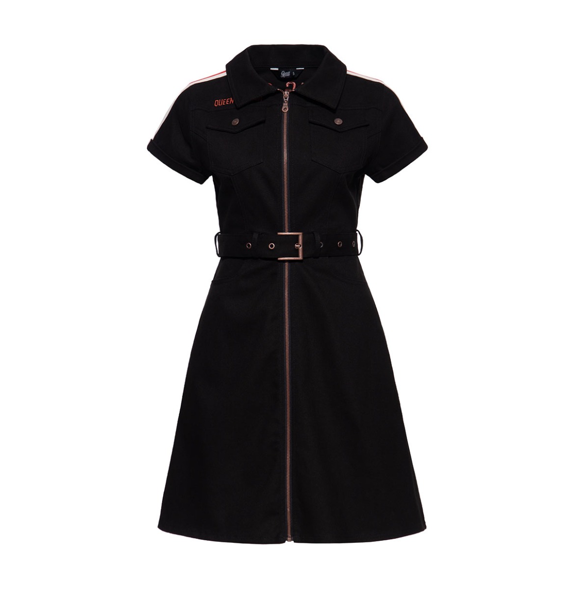 Queen Kerosin A-Line Denim Dress Racing Queen Black-3XL