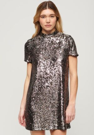 T-shirtjurk met Lovertjes en Hoge Hals Multi Grootte: 44