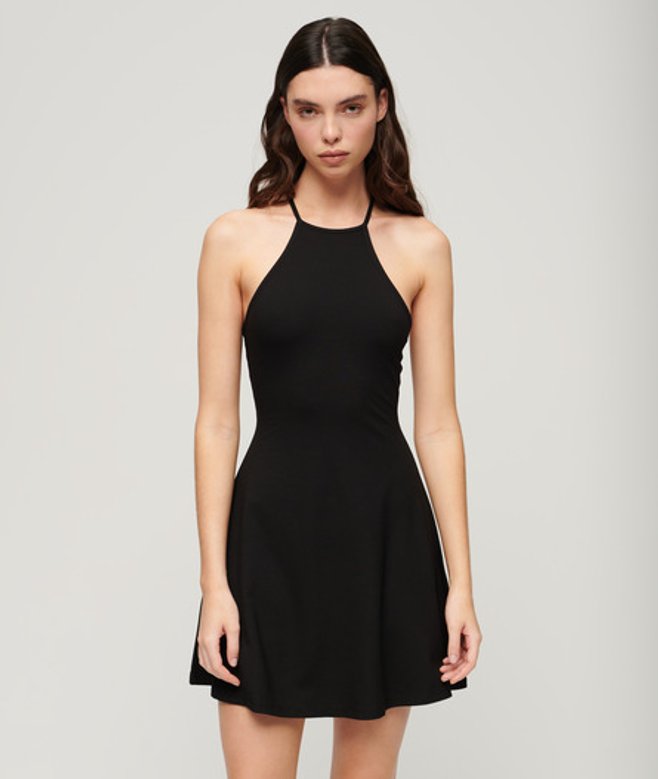 Fit & Flare Mini-jurk van Jersey Zwart Grootte: 40