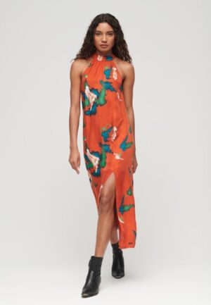 Maxi-jurk met Hoge Halslijn Rood Grootte: 38