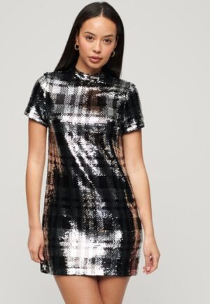 T-shirtjurk met Lovertjes en Hoge Hals Silver Grootte: 36