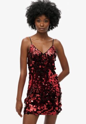 Mini-discojurk met Lovertjes Rood Grootte: 44