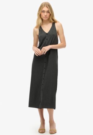 Beach Jersey Midi-jurk Zwart Grootte: 34