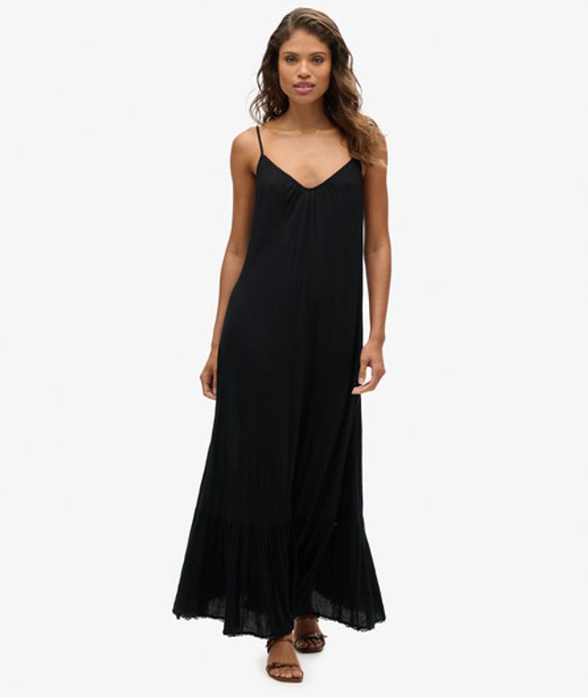 Lange Cami-jurk Zwart Grootte: 38