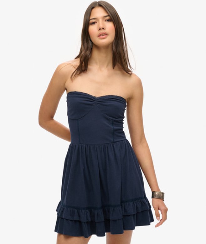50s Bandeaumini-jurk met Kant Blauw Grootte: 42