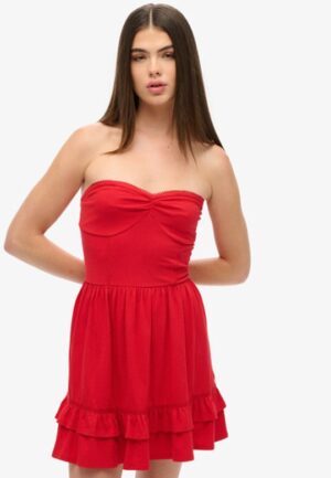 50s Bandeaumini-jurk met Kant Rood Grootte: 44