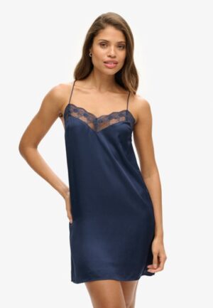 Satijnen Minicami-jurk Blauw Grootte: 44
