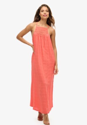 Lace Halter Maxistrandjurk Cream Grootte: 38